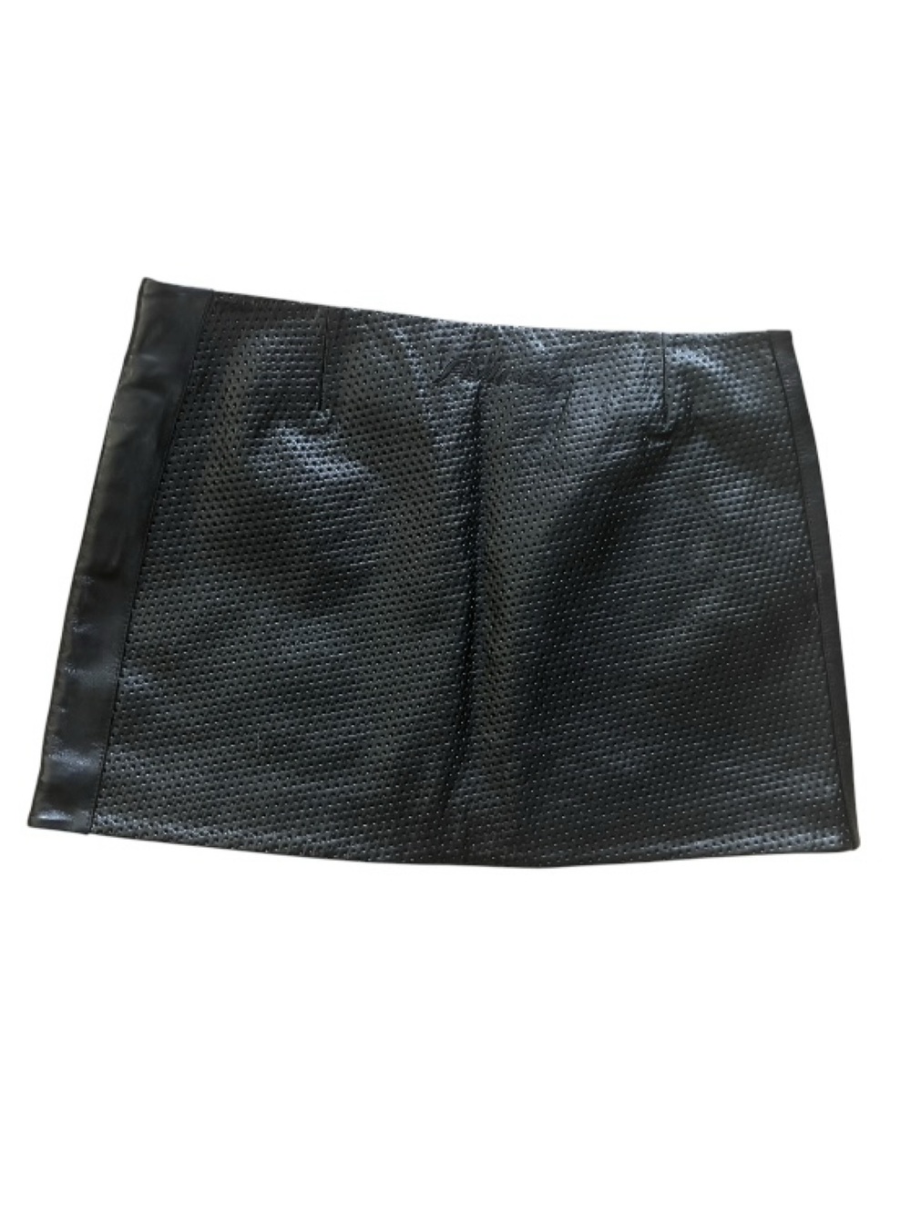 Avirex Black Perforated Leather Mini Skirt 11/12 New - Picture 2 of 6
